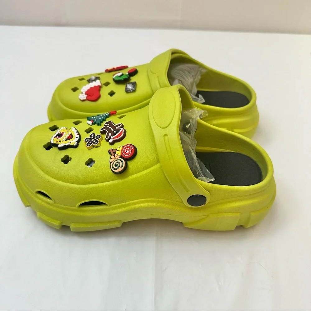 One of a‎ Kind Fashion Bright Green Christmas Platform Clogs (similar to Crocks)